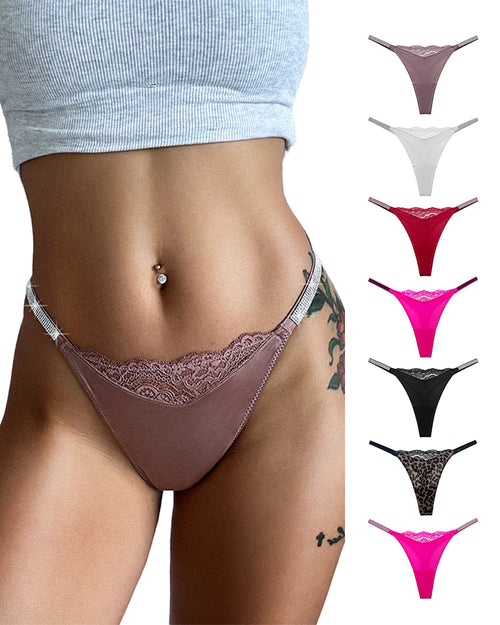 Curvvvy® Plus-size crystal lace thong – high-cut ice silk T-back
