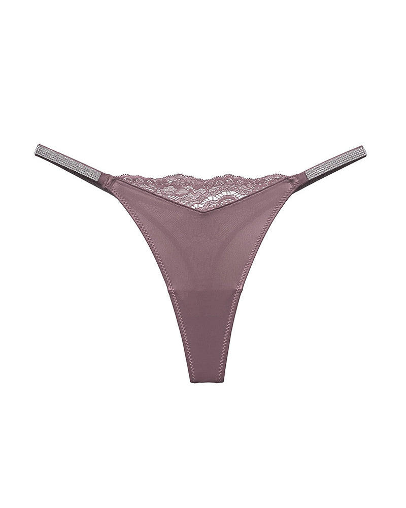 Curvvvy® Plus-size crystal lace thong – high-cut ice silk T-back