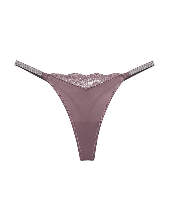 Curvvvy® Plus-size crystal lace thong – high-cut ice silk T-back