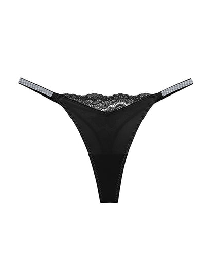 Curvvvy® Plus-size crystal lace thong – high-cut ice silk T-back