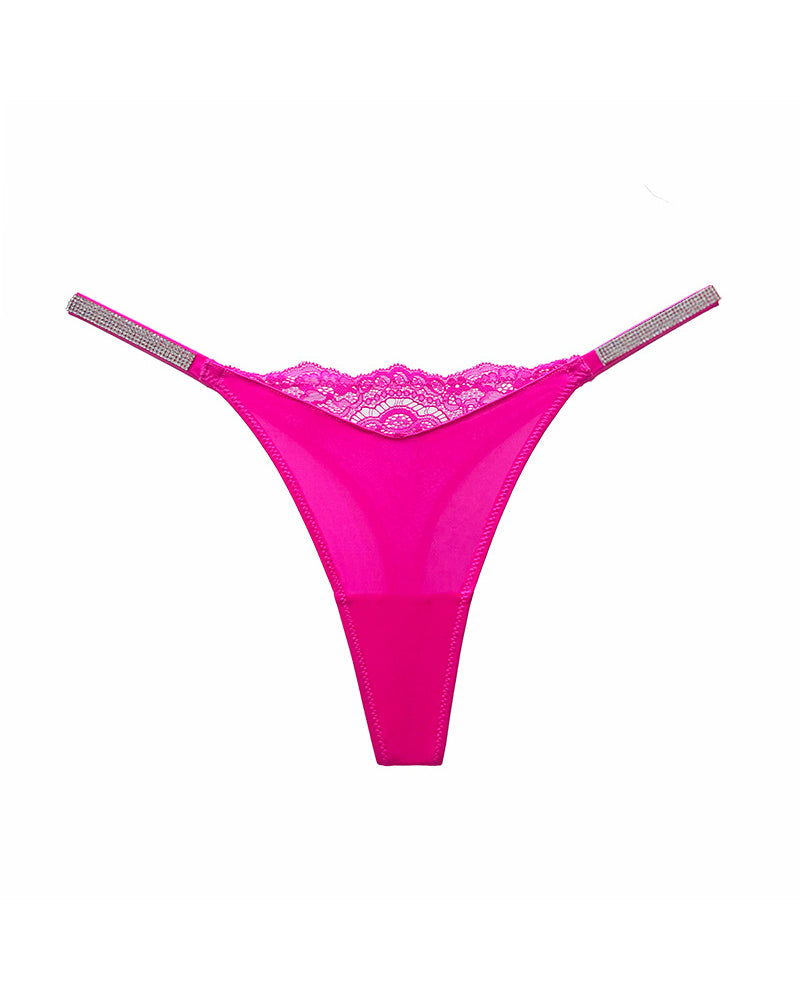 Curvvvy® Plus-size crystal lace thong – high-cut ice silk T-back