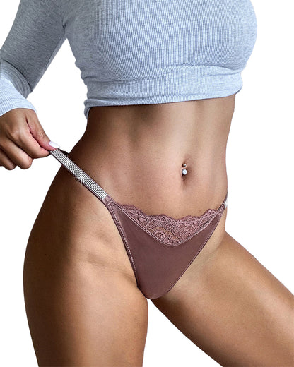 Curvvvy® Plus-size crystal lace thong – high-cut ice silk T-back