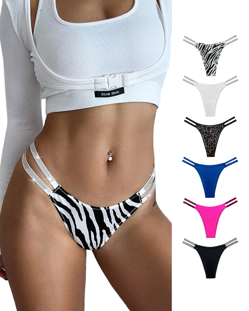 Curvvvy® Plus-Size Rhinestone Double Strap High-Cut Ice Silk Panty