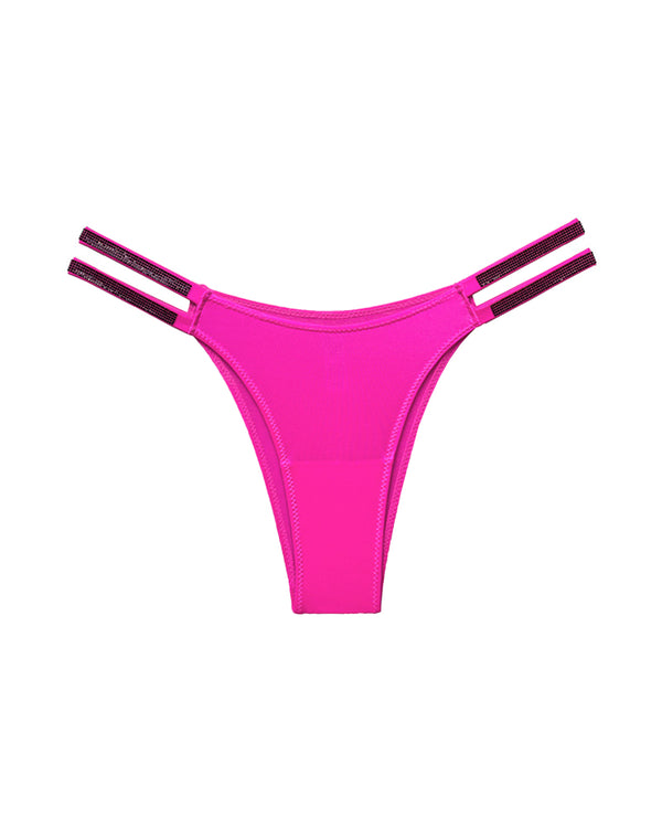 Curvvvy® Plus-Size Rhinestone Double Strap High-Cut Ice Silk Panty