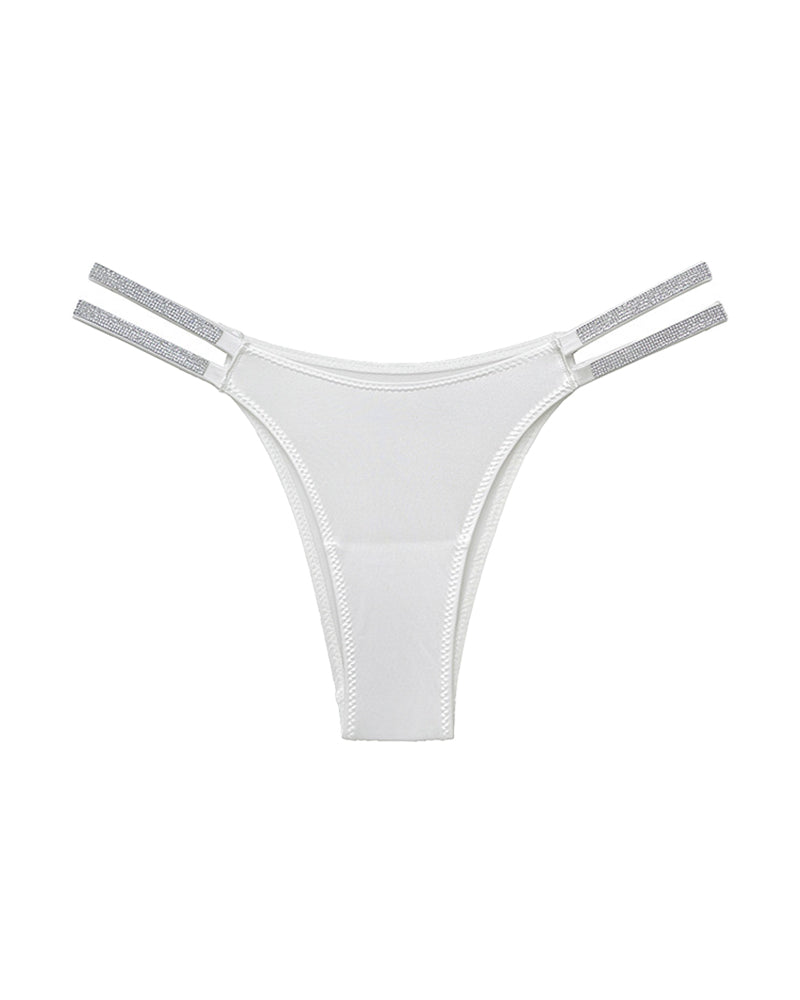 Curvvvy® Plus-Size Rhinestone Double Strap High-Cut Ice Silk Panty