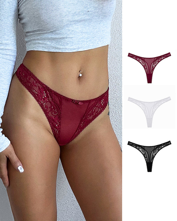 Curvvvy® Seductive Sheer Mesh & Lace Thong Panty