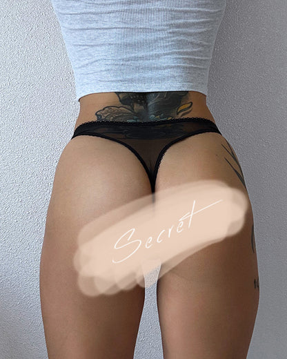 Curvvvy® Seductive Sheer Mesh & Lace Thong Panty