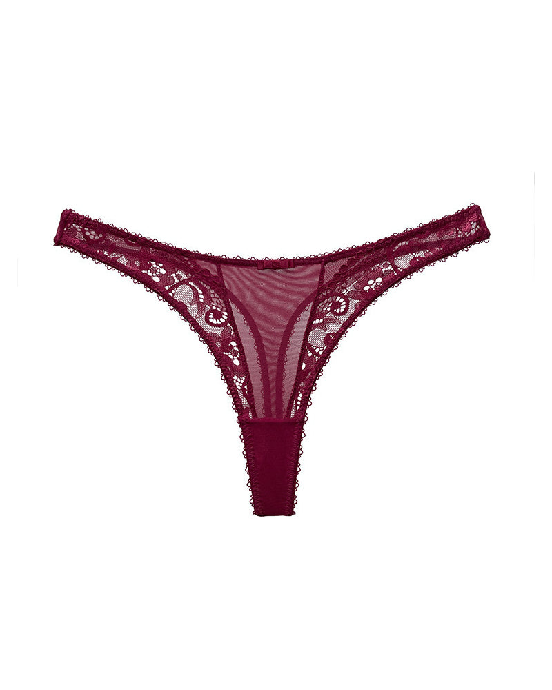 Curvvvy® Seductive Sheer Mesh & Lace Thong Panty