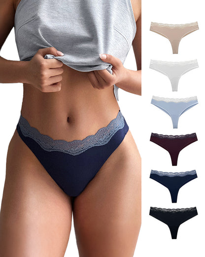 Curvvvy® Lace High Cut Color Block Thong