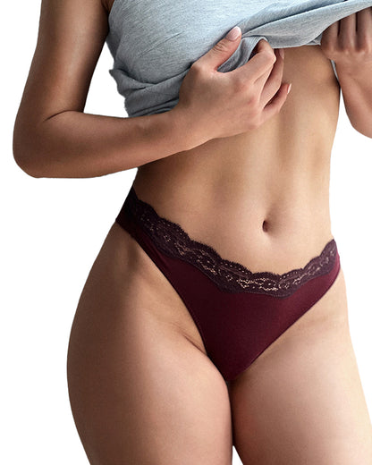 Curvvvy® Lace High Cut Color Block Thong