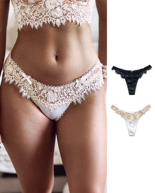 Curvvvy® Eyelash Lace Satin Silky Sensual Panty