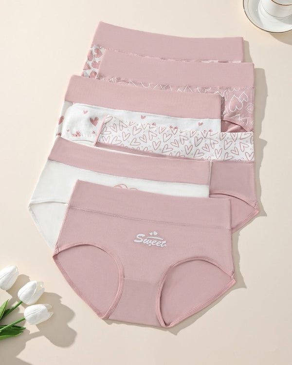 Curvvvy® Cute Love Print Soft Cotton Stretchy Women's Panties (6 Pack)