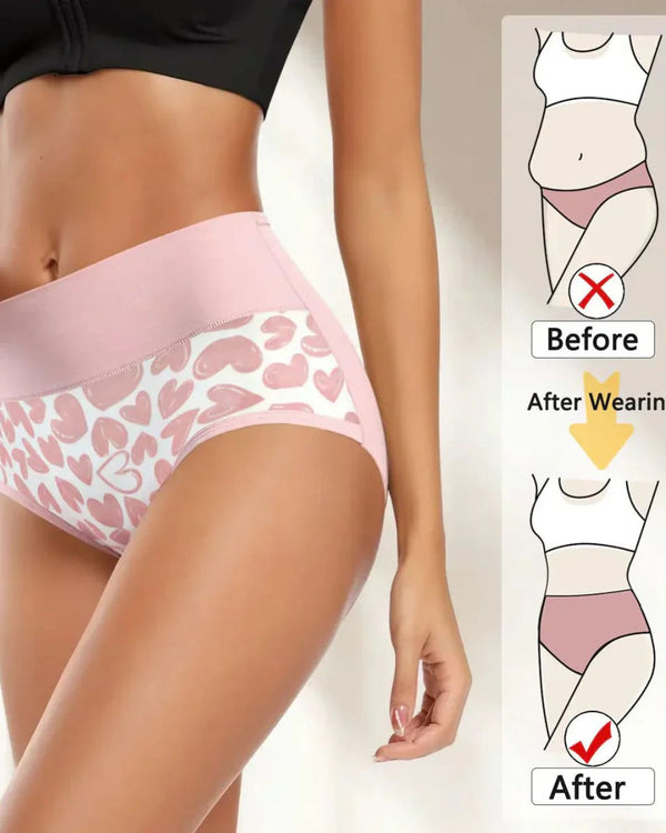 Curvvvy® Cute Love Print Soft Cotton Stretchy Women's Panties (6 Pack)