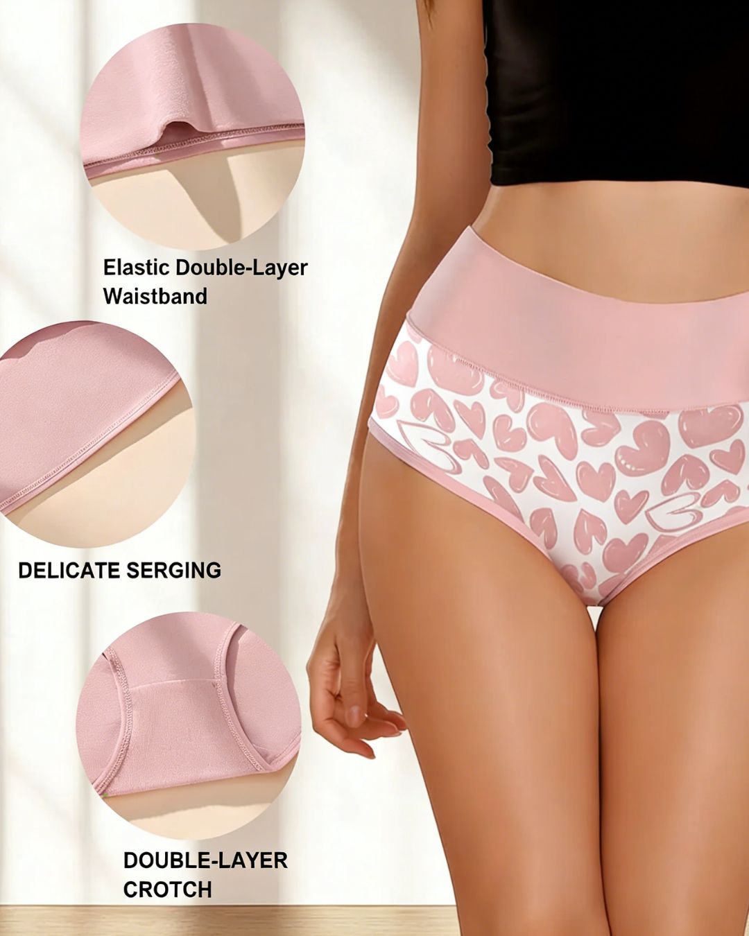Curvvvy® Cute Love Print Soft Cotton Stretchy Women's Panties (6 Pack)