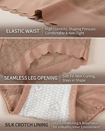 Curvvvy™ Soft Lace High-Waisted Seamless Tummy Control Panties