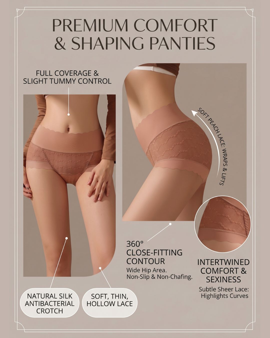 Curvvvy™ Soft Lace High-Waisted Seamless Tummy Control Panties
