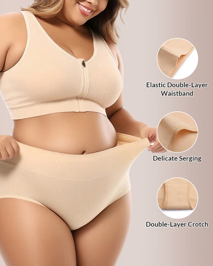 Curvvvy™ Plus Size Comfort High-Waisted Cotton Briefs with Tummy Control
