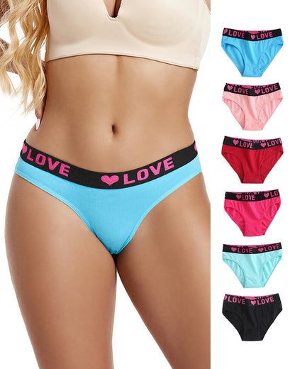 Curvvvy™ Sporty 'LOVE' Graphic Waistband Mid-Rise Breathable Briefs
