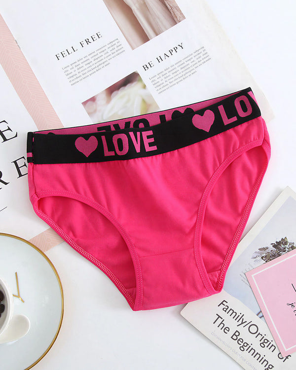 Curvvvy™ Sporty 'LOVE' Graphic Waistband Mid-Rise Breathable Briefs