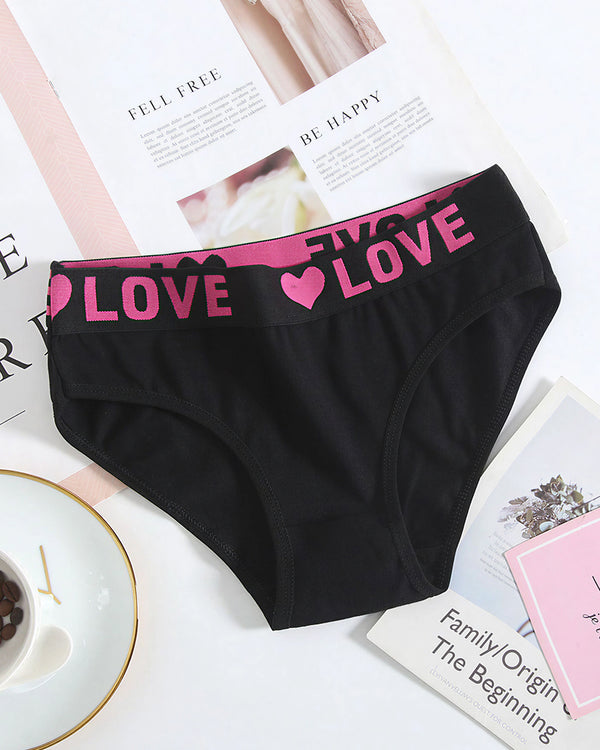 Curvvvy™ Sporty 'LOVE' Graphic Waistband Mid-Rise Breathable Briefs