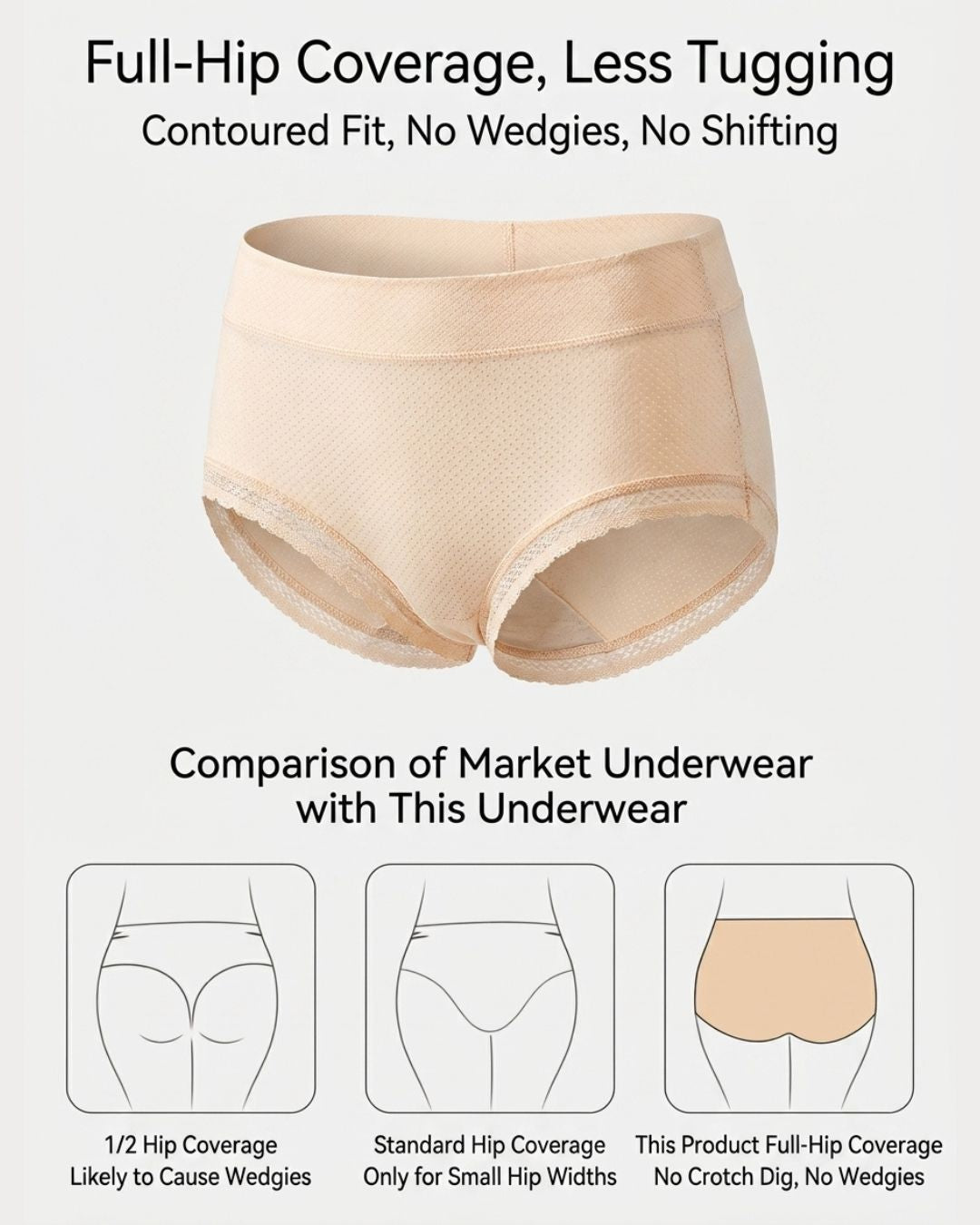 Curvvvy™ Atmungsaktive Slips mit Spitzenbesatz und Bauchkontrolle