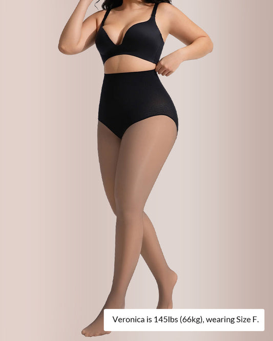 Curvvvy® Semi-Sheer Black High-Waist Shaping Tights – Thin & Fleece-Lined Curvvvy-US