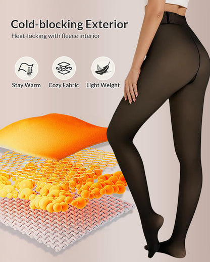 Curvvvy® Semi-Transparent Single Seam Fleece Lined Tights Curvvvy-US