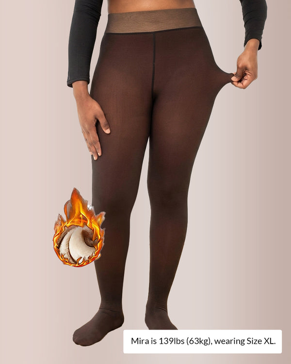 Curvvvy™ Semi-Sheer Single Seam Fleece Lined Tights