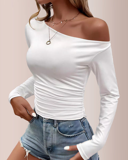 Curvvvy® Women’s Off-Shoulder Long Sleeve Slim-Fit Layering Top