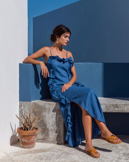Curvvvy™ Ruffle Trim Cami Maxi Dress