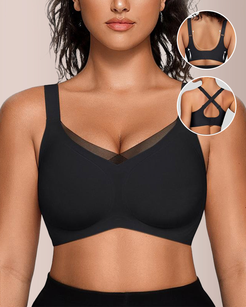 Curvvvy® V-Neck Mesh Crossover Bra