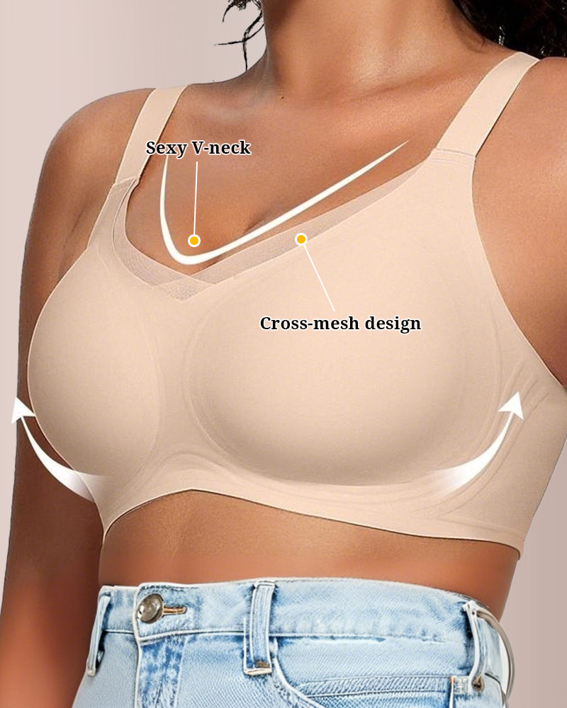 Curvvvy® V-Neck Mesh Crossover Bra