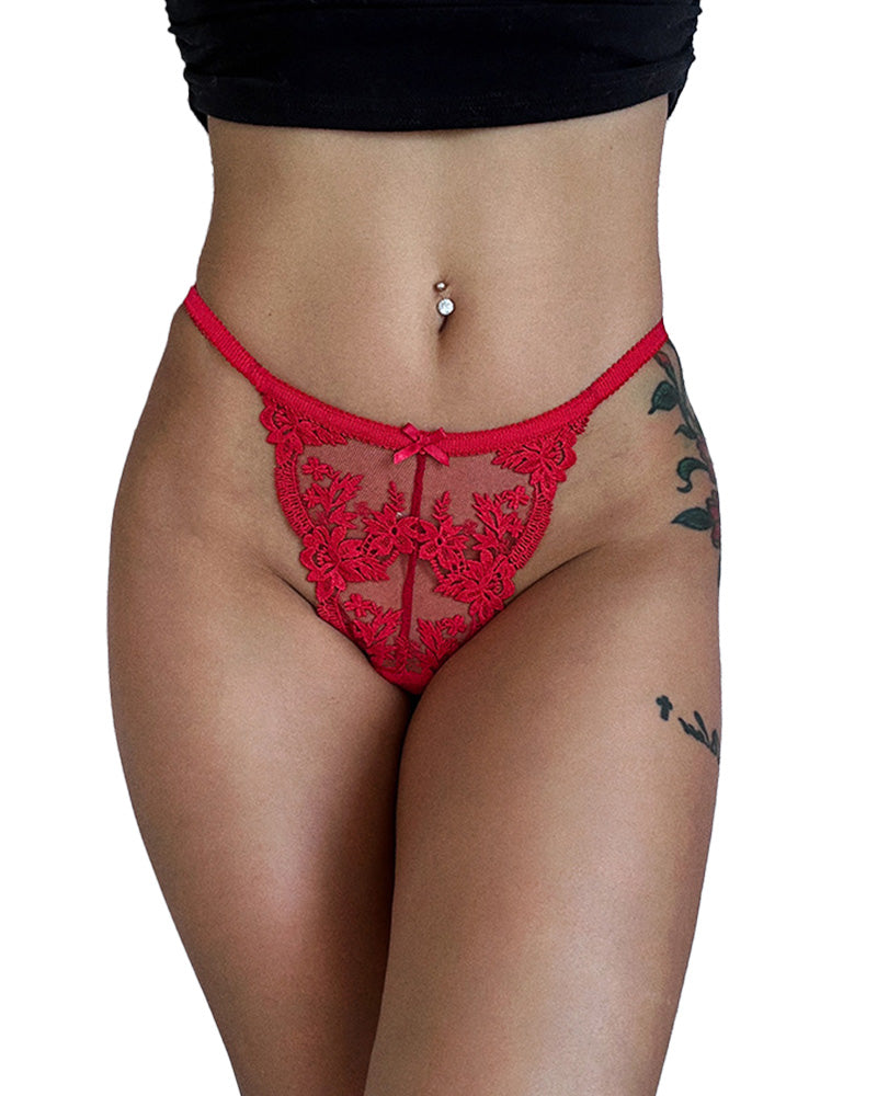 Curvvvy® BlossomLace – French Embroidered Sheer Lace Thong
