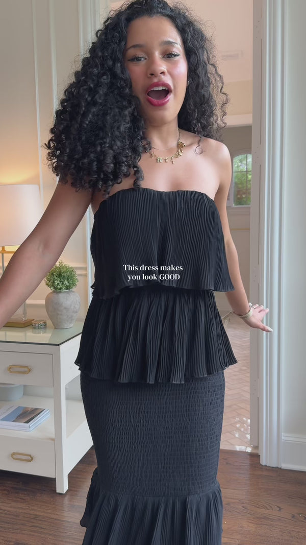 Curvvvy™ Strapless Smocked Tiered Ruffle Maxi Dress