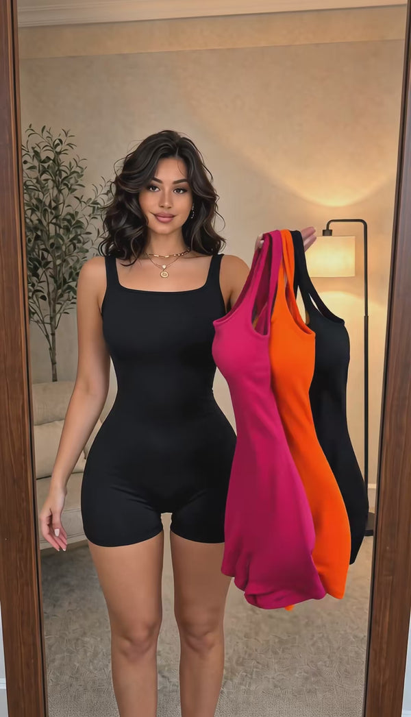 Curvvvy™ Tutina Nera Elegante con Vestibilità Slim