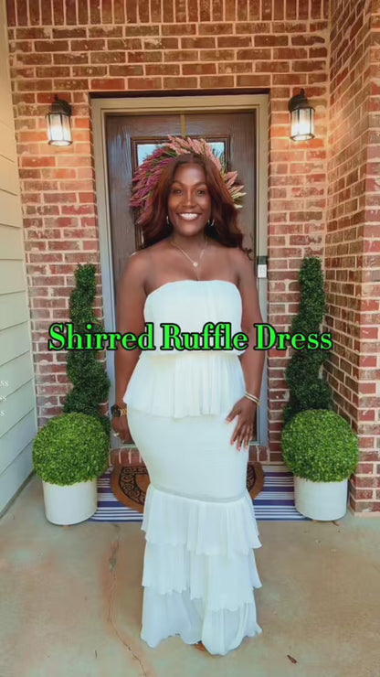 Curvvvy™ Strapless Smocked Tiered Ruffle Maxi Dress
