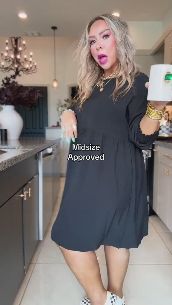 Curvvvy™ Smocked Sleeve Babydoll Mini Dress
