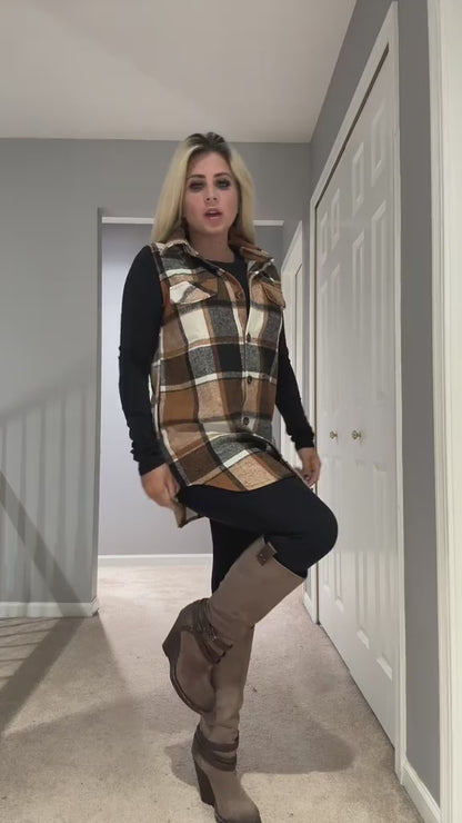 Curvvvy™ Casual Plaid Button-Down Vest