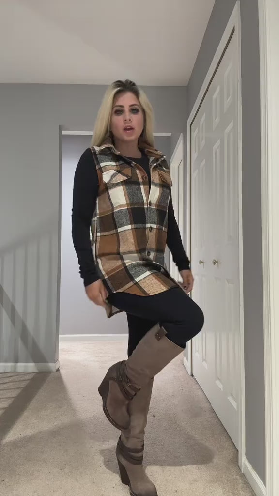 Curvvvy™ Casual Plaid Button-Down Vest