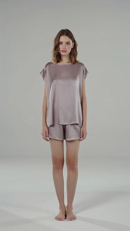 Curvvvy™ 100% Pure Mulberry Silk Sleeveless Loungewear Set