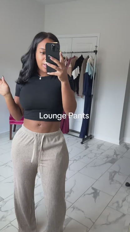 Curvvvy™ Pantalón de Chándal de Pierna Ancha con Cordón para Estar en Casa, con Bolsillos