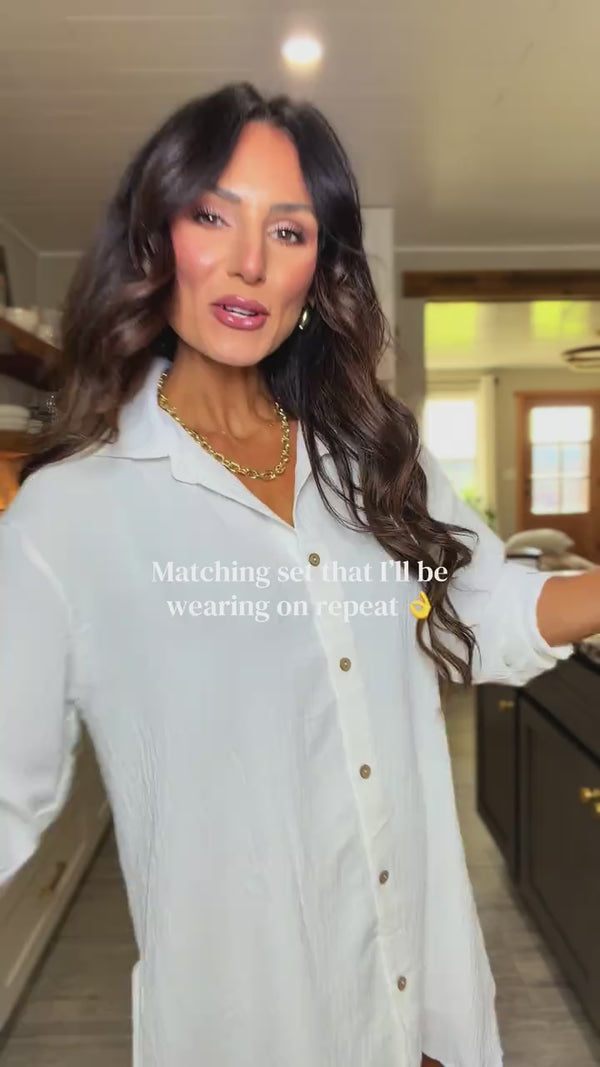 Curvvvy™ Oversized Gauze Button-Down Shirt & Attachable Shorts Set
