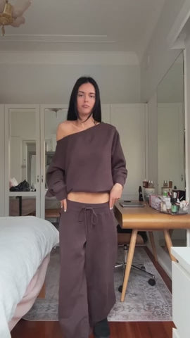Curvvvy™ Lässiges Set mit schulterfreiem Oberteil und weiter Hose