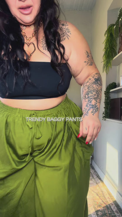 Curvvvy™ High Waisted Drawstring Wide Leg Linen Blend Casual Pants
