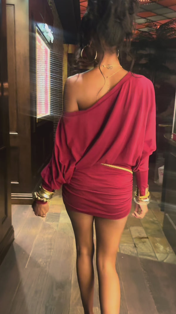 Curvvvy™ Women’s Off-Shoulder Dolman Sleeve Mini Dress