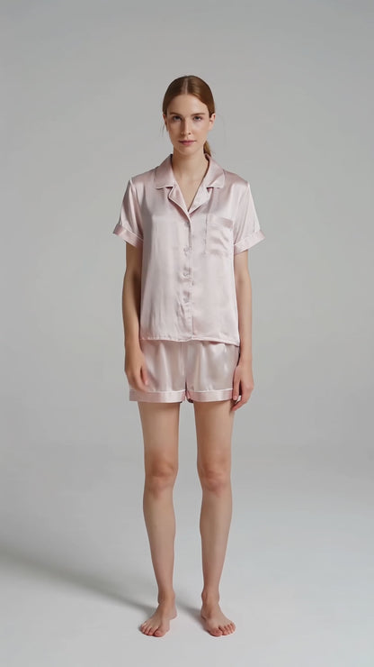Curvvvy™ 100% Mulberry Silk Short Sleeve Pajama Set