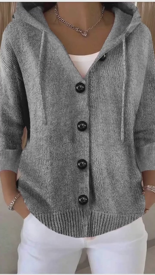 Curvvvy™ Hooded Button-Front Knit Cardigan Sweater