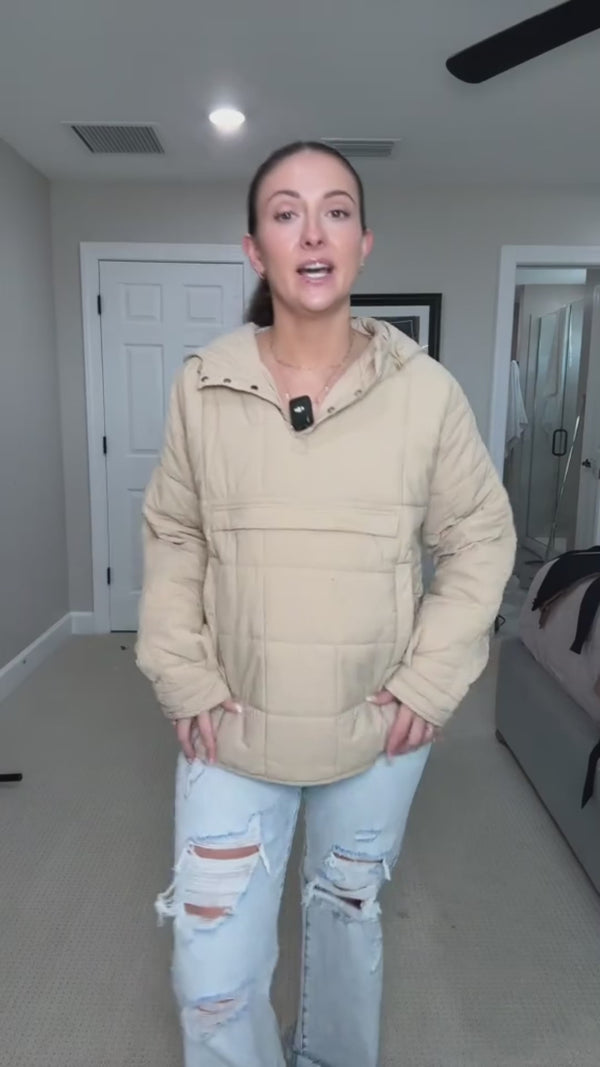 Curvvvy™ Lightweight Quilted Half-Snap Pullover Jacket with Hood