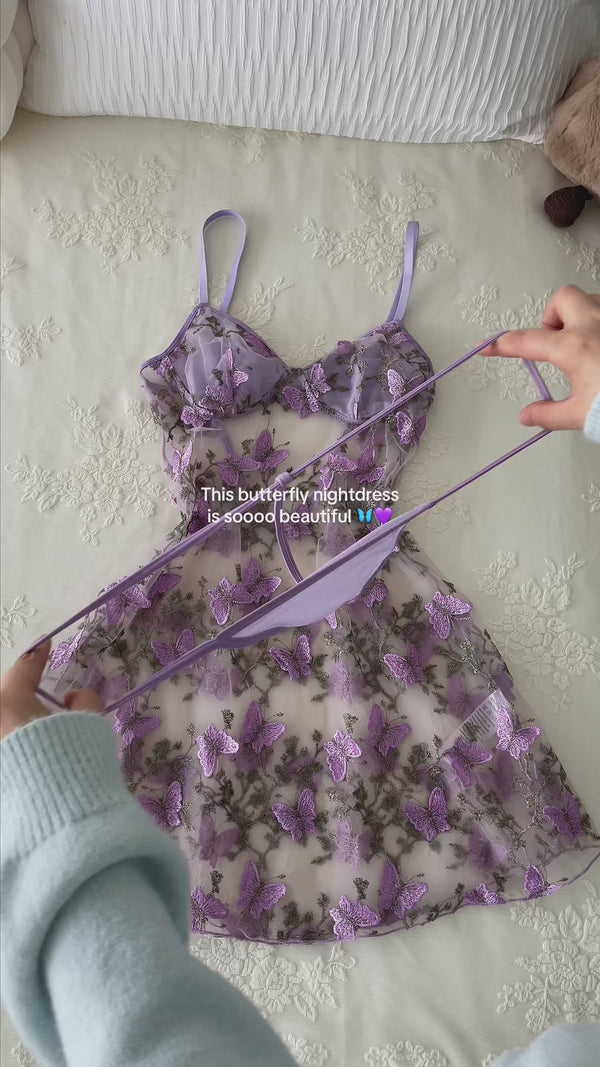 Curvvvy™ Rosengesticktes Babydoll & String Set aus transparenter Spitze