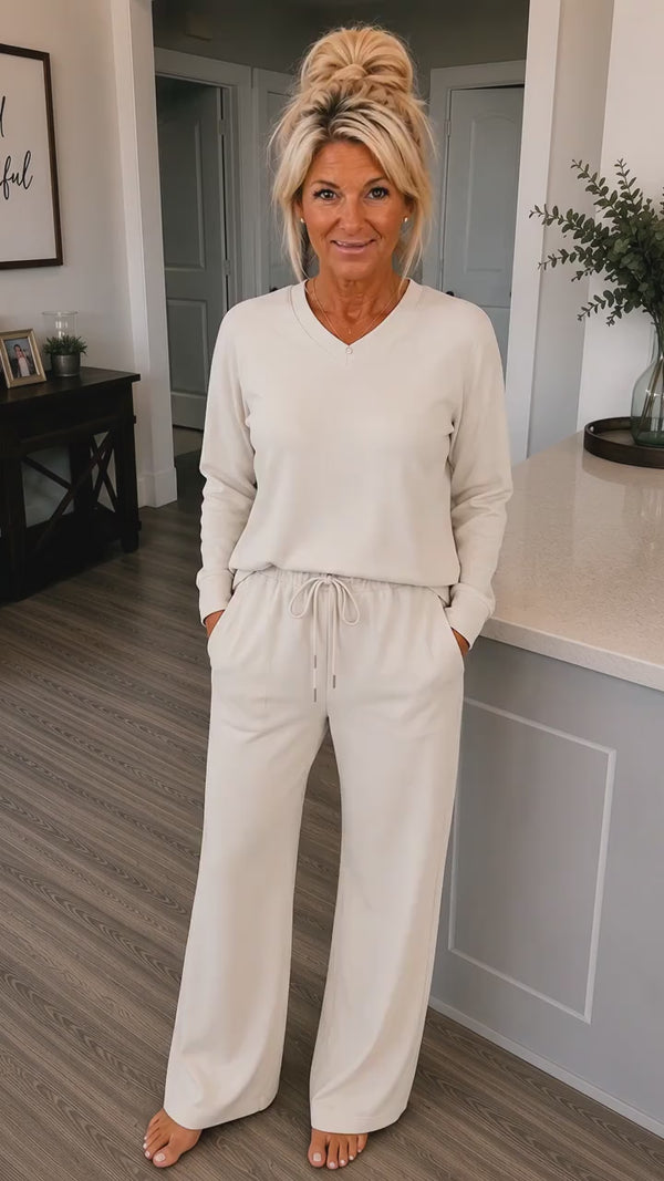 Curvvvy™  V-Neck Lounge & Commuter Two-Piece Set